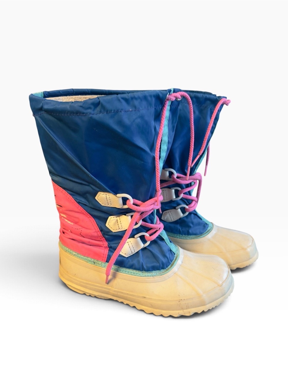 Vintage Sorel Waterproof Winter Snow Boots - Blue & Pink Neon